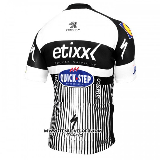 2016 Maillot Ciclismo Etixx Quick Step Blanc et Noir Manches Courtes et Cuissard